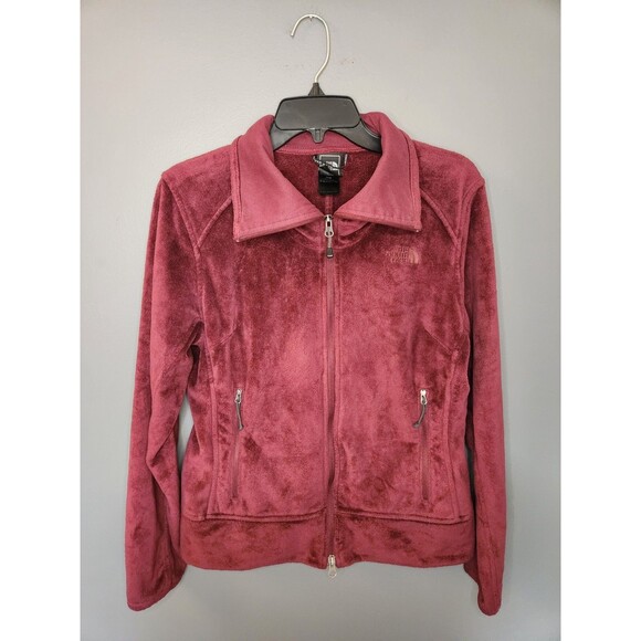 The North Face Fleece Jacket Women's M Red Full Zip Pockets Shiso Soft Plush - Picture 1 of 9